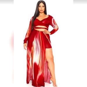 Fashion Nova Girl On Fire Maxi Dress - Burgundy